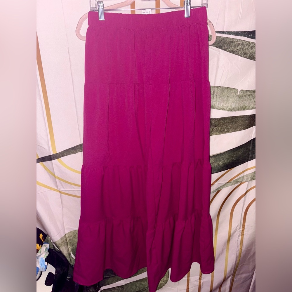 Elegant Magenta Wide Leg Flowy Pants